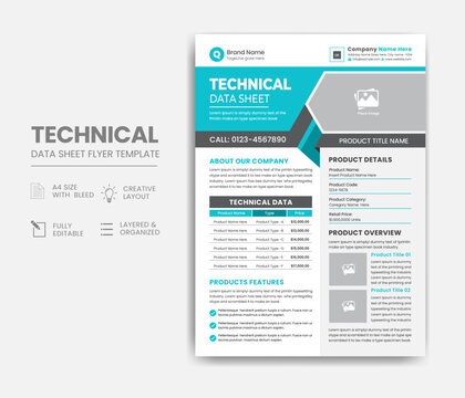 Technical Data Sheet Flyer Template Design