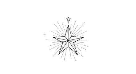 Elegant celestial star illustration features a central star with radiating fine lines in a clean and minimalist style.