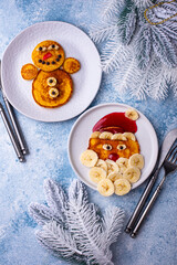 Pancakes in the shape of Santa reindeer