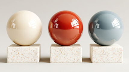 Colorful display of various sized balls and boxes. The balls are of different sizes and colors, and the boxes are of different shapes and sizes