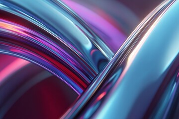 Abstract Flowing Silk Ribbons with Neon Blue and Purple Gradient Tones