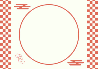 お正月の背景素材　和柄の市松模様フレーム　紅白