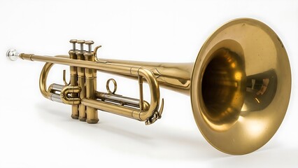 Naklejka premium 金色のトランペット 静かに輝く 白背景での魅力的な静止画