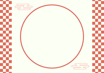 お正月の背景素材　和柄の市松模様フレーム　紅白