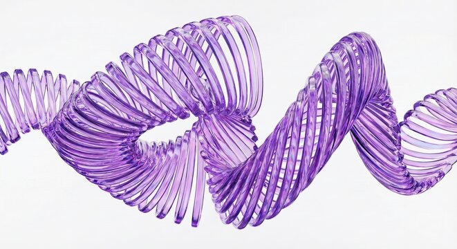 Vibrant purple slinky toy in dynamic motion on white