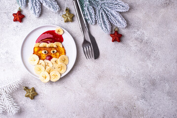 Pancakes in the shape of Santa Claus