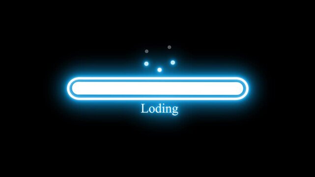 Neon Glowing Progress Bar Loop Animation for HUD Design, Glowing Loading Bar with Typo