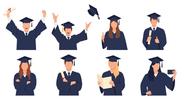 A group of graduates in caps and gowns celebrating their achievement