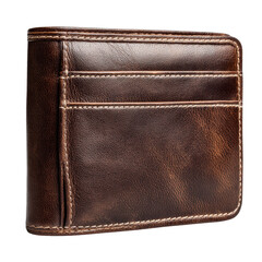 Wallet leather brown isolated on transparent background