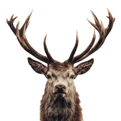Wild deer with antlers isolated on transparent background