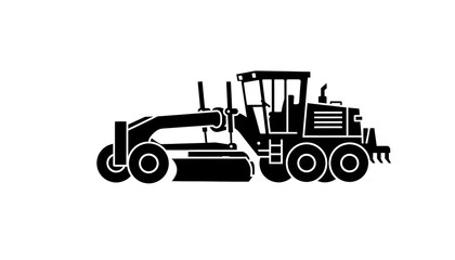 Naklejka premium Motor Grader Black and White Vector Illustration