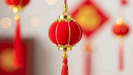 赤色の提灯と背景ぼやけで祝うアジア旧正月