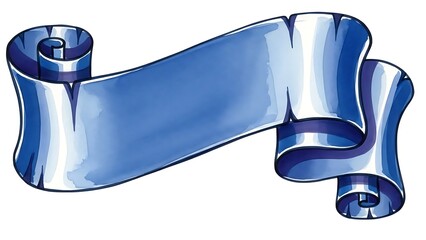 青色のリボン飾り 静かに輝く光沢 ベクターイラストレーション