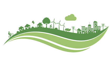 Obraz premium Sustainable Green Energy and Eco-Friendly Living Concept on White Background