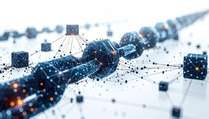 Blockchain Technology - Interconnected Blocks Forming a Secure Digital Chain.