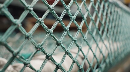 Fototapeta premium Medium shot capturing a disposable screen mesh constructed with lowimpact recycled content emphasizing its minimal environmental footprint and green manufacturing process.