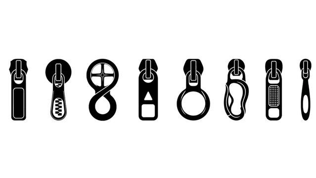 Various types of zippers