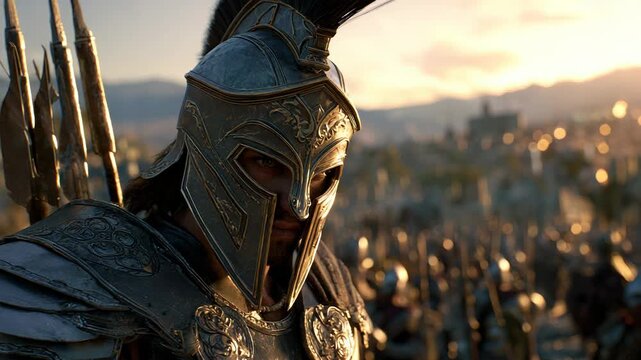 Spartan warrior facing battle in ancient Greece