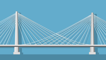 Obraz premium Modern cable-stayed bridge with white towers and cables.