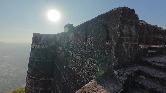 Exploring the Historic Fortress of Deogarh Featuring Weathered Stone Fortifications and Strategic Defensive Structures on a Rugged Hilltop Landmark, Sikar, Rajasthan