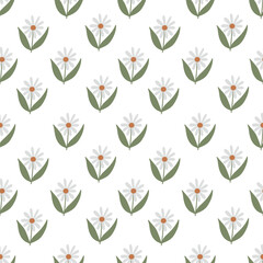 Vector seamless pattern with daisies. Perfect for kids fabric, paper and gift designs