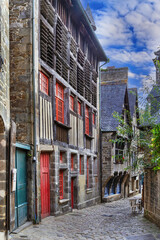 Fototapeta premium Rue du Petit Fort, Dinan, France