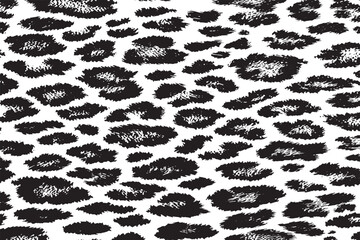 Abstract Black and White Leopard Spot Pattern with Distressed Brush Texture