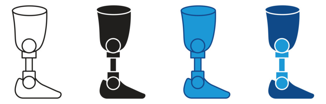 Prosthetic leg icon set. Prosthetic Leg icon helps communicate adaptive technology and physical accessibility in design contexts. Vector illustration.
