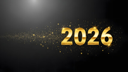 Happy new year 2026 celebration with golden numbers and sparkling lights