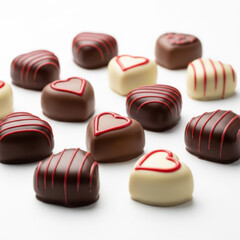 Obraz premium Heart-shaped chocolates isolated on transparent background
