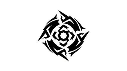 Black Tribal Tattoo Design Isolated on White Background