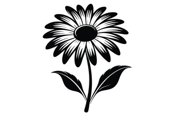 Fototapeta premium daisy silhouette line art vector illustration with a white background