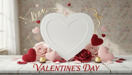 Valentine's day celebration romantic setting digital graphic heart motif cozy home environment love concept for memorable moments and gifting ideas