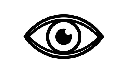 Obraz premium A minimalist black outline icon depicting a human eye with a pupil and iris on a white background.