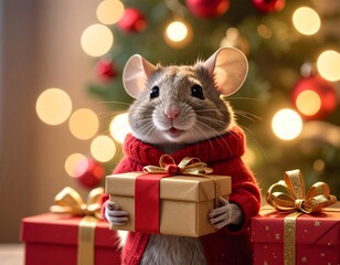 mouse with presents