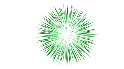 Circular green abstract lines radiating from a central point with small colored squares