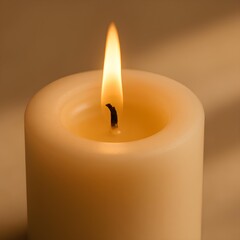 macro candle flame with amber warm glow and soft shadows in minimal neutral palette.