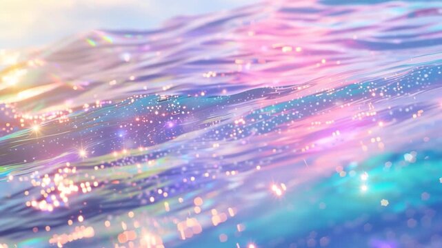 The water is veiled in countless colorful, translucent glowing lines,like light painting ,casting fantasy hues and dreamy lights across the surface.