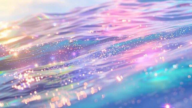 The water is veiled in countless colorful, translucent glowing lines,like light painting ,casting fantasy hues and dreamy lights across the surface.