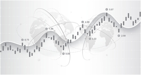 Fototapeta premium Stock market trading graph with global finance concept 
