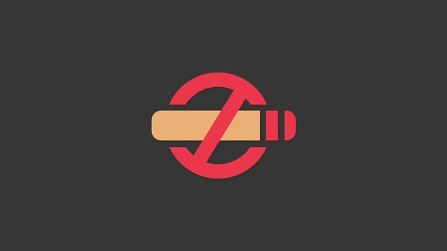No Smoking Sign Prohibition Cigarette Ban Icon Animation On Green Screen Background