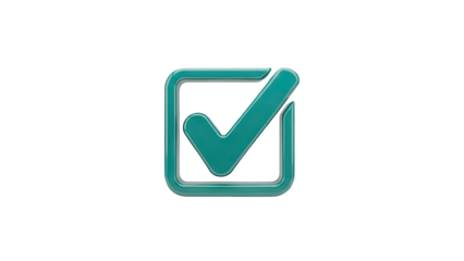 3D Teal Check Mark Icon in a Square