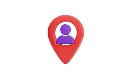 3D User Location Icon: Red Map Pin with Purple Person Symbol