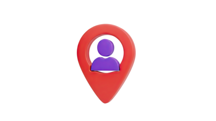 3D User Location Icon: Red Map Pin with Purple Person Symbol