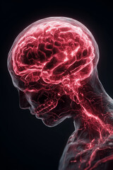 headache brain illustration, Generative AI