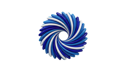 Abstract Swirl of Blue and White Tubes on White Background