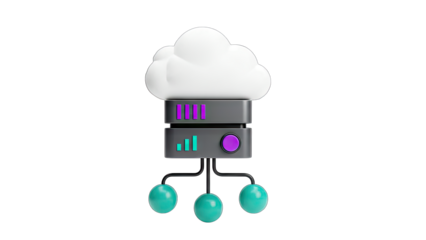 Cloud Server Connecting Data - 3D Render