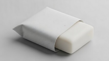 Minimalist White Soap Bar in Textured Paper Wrapper - Clean Hygiene, Natural Skincare, Organic Product, Simple Living & Purity Concept
