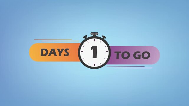 1 day to go,1 Day Left, Countdown Timer. Deadline Reminder Animation. Number of days left until special events,Sale
