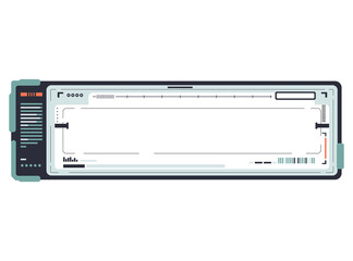 futuristic flat design screen element with data display and minimal UI components, ideal for technology and user interface concepts.